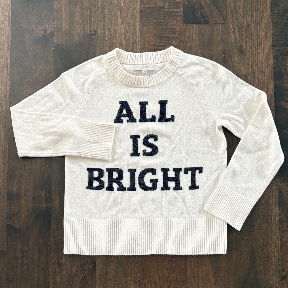 LOFT Cream and Black Holiday Sweater - NWOT